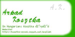 arpad kosztka business card